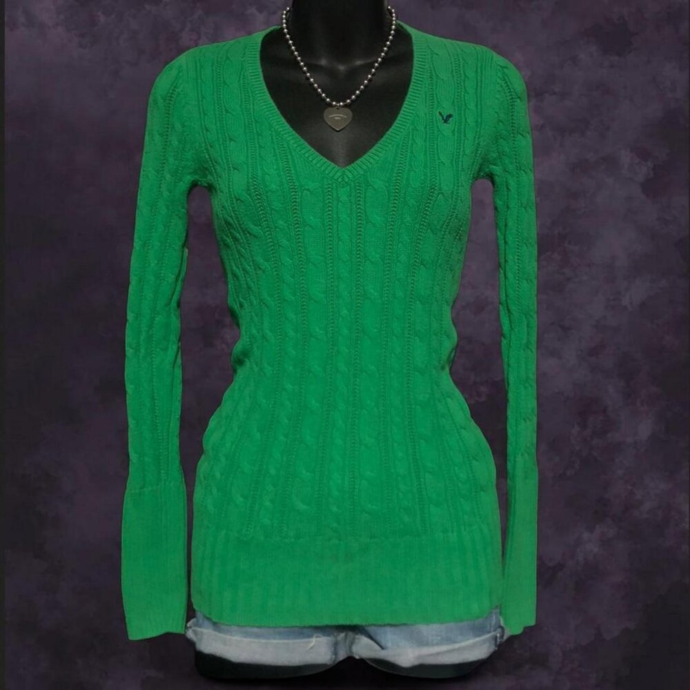 American Eagle Green Knit Sweater